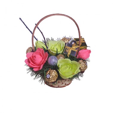 Новогодний букет Корзина сладостей