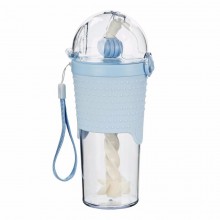 Бутылка с шейкером и трубочкой. Голубая Бутылка с шейкером и трубочкой. Голубая