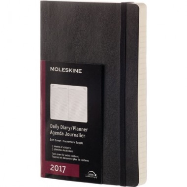 Ежедневник Moleskine 2017 средний A5 черный мягкий
