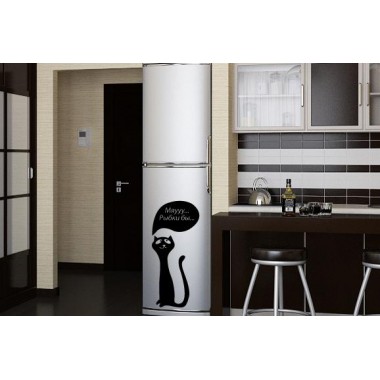 Голодный Кот - наклейка на холодильник