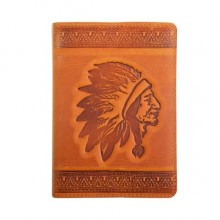 Кожаная обложка для паспорта Turtle, Индеец, винтажный рыжий Кожаная обложка для паспорта Turtle, Индеец, винтажный рыжий