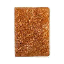 Кожаная обложка для паспорта Turtle, Восточный узор, желтый Кожаная обложка для паспорта Turtle, Восточный узор, желтый