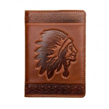 Кожаная обложка для паспорта Turtle, Индеец, коричневый Кожаная обложка для паспорта Turtle, Индеец, коричневый