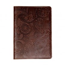 Кожаная обложка для паспорта Turtle, Восточный узор, коричневый Кожаная обложка для паспорта Turtle, Восточный узор, коричневый