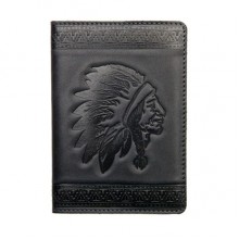 Кожаная обложка для паспорта Turtle, Индеец, темно-серый Кожаная обложка для паспорта Turtle, Индеец, темно-серый