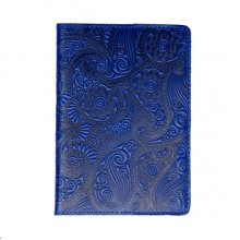 Кожаная обложка для паспорта Turtle, Восточный узор, синий Кожаная обложка для паспорта Turtle, Восточный узор, синий