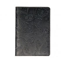 Кожаная обложка для паспорта Turtle, Восточный узор, темно-серый Кожаная обложка для паспорта Turtle, Восточный узор, темно-серый