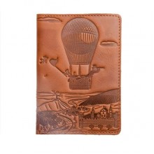 Кожаная обложка для паспорта Turtle, Воздушный шар (Приключения), коричневый Кожаная обложка для паспорта Turtle, Воздушный шар (Приключения), коричневый