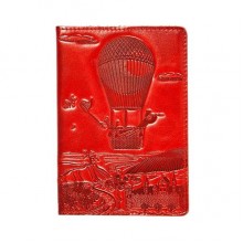 Кожаная обложка для паспорта Turtle, Воздушный шар (Приключения), красный Кожаная обложка для паспорта Turtle, Воздушный шар (Приключения), красный