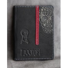 Кожаная обложка для паспорта ручной работы "Черепок" Кожаная обложка для паспорта ручной работы "Черепок"