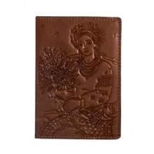 Кожаная обложка для паспорта Turtle, Украинка, коричневый Кожаная обложка для паспорта Turtle, Украинка, коричневый