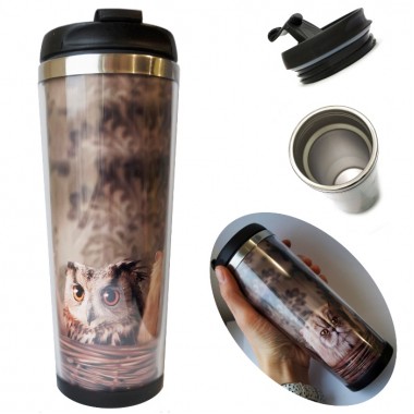 Термокружка "Коты и сова"