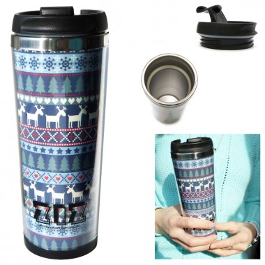 Термокружка "Олени в ёлках"