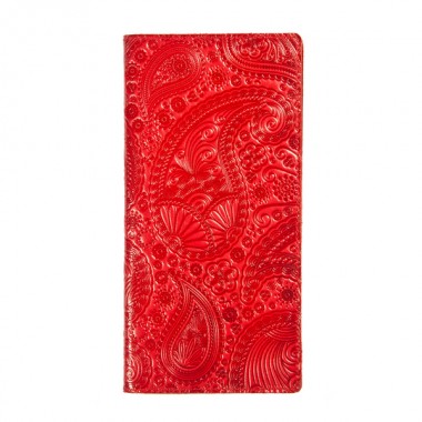 Кожаное портмоне для денег Turtle, Восточный узор, красный