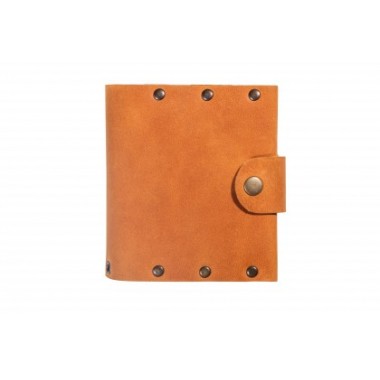 Кожаный кошелек на заклепках Turtle с отделением для мелочи, винтажный рыжий