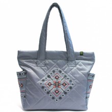 Дутая сумка с вышивкой серая Дутая сумка с вышивкой серая