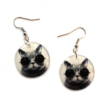 Серьги "Кот в очках"