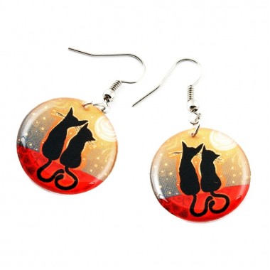 Серьги "Котики на закате"