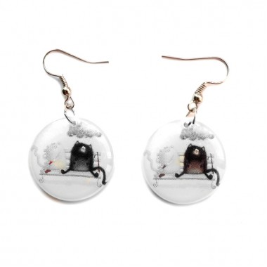 Серьги "Коты на лавке"