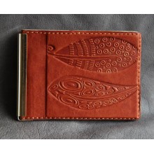 Кожаный зажим для денег с карманом для мелочи "Терракот" Кожаный зажим для денег с карманом для мелочи "Терракот"