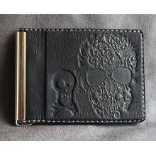 Кожаный зажим для денег с карманом для мелочи "Черепок" Кожаный зажим для денег с карманом для мелочи "Черепок"