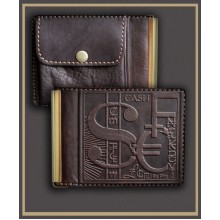 Зажим для денег кожаный с карманом для мелочи Зажим для денег кожаный с карманом для мелочи