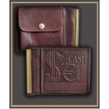 Зажим для денег кожаный с карманом для мелочи Зажим для денег кожаный с карманом для мелочи