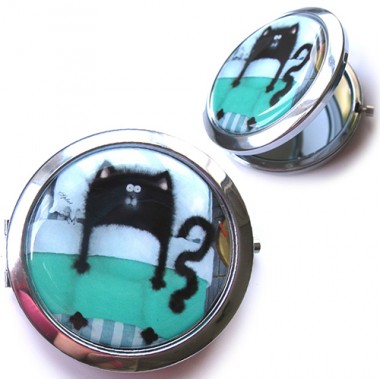 Карманное зеркальце "Кот под одеялом"